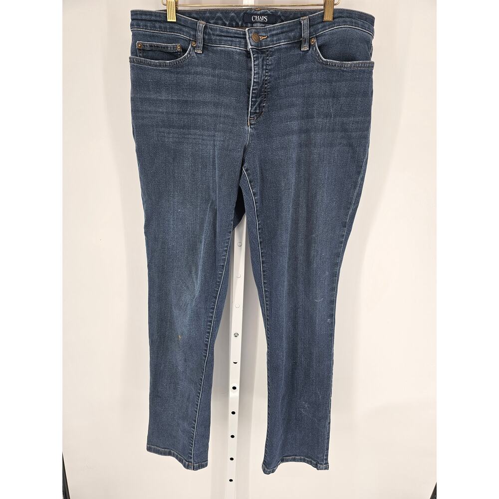 Chaps Women's Blue Straight Leg Mid Rise Pockets Casual Jeans Size 16W